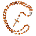 Rosenkranz aus Olivenholz mit verzierten Perlen (50 cm) | Gebetskette mit Kreuz als Geschenk zur Taufe, Kommunion & Firmung-0
