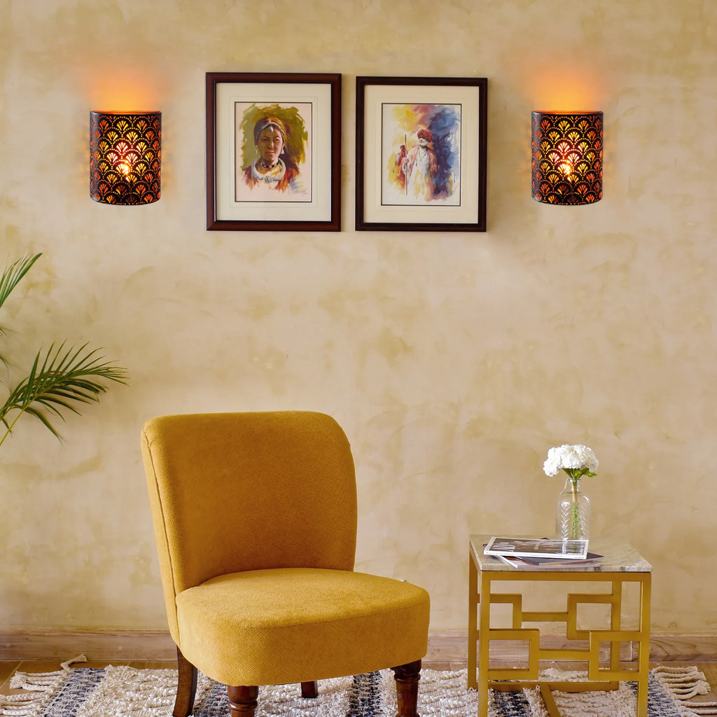 Set of 2-8''H Wall Sconce Lighting Lamps(Flabellum)