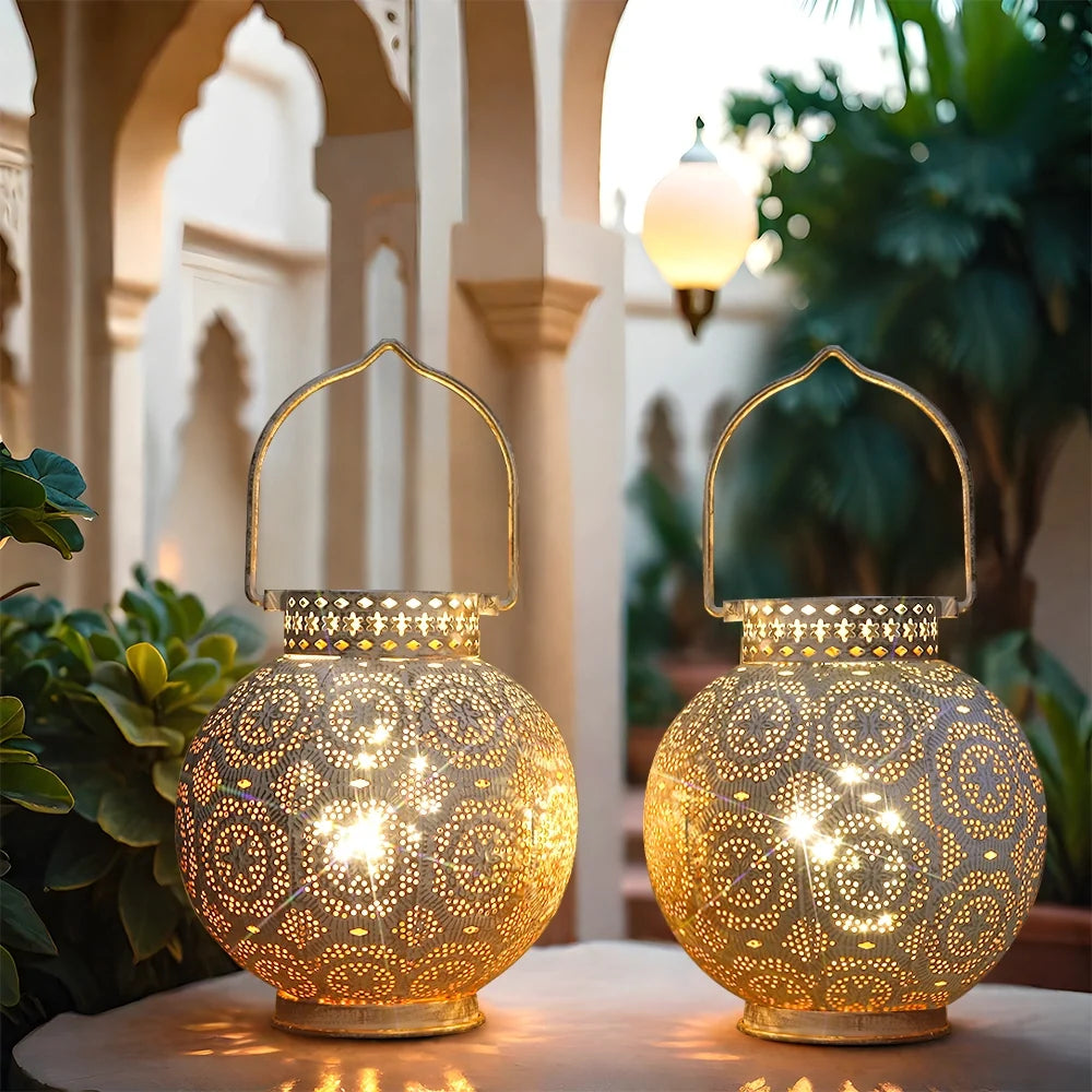 Set of 2 7'' Moroccan Lamps (white)