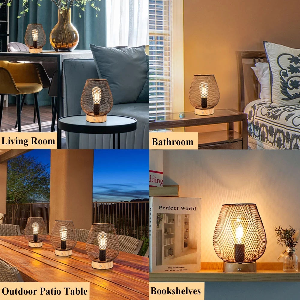 8"H Touch Adjustable Table Lamp(Wooden Base,Bronze Egg)